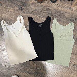 American Eagle Outfitters Women's Tank Tops - Cream, Black, Green